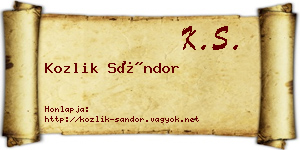 Kozlik Sándor névjegykártya